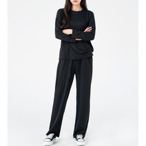 여성 여름 찰랑 긴팔 와이드팬츠 세트 40대 평일룩 트레이닝세트 봄가을