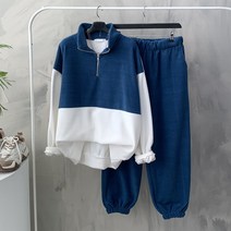 행복여[신상무배]아노락 후리스 반집업 배색 밴딩 조거 팬츠 세트