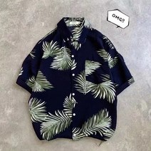 하와이안 셔츠 남성 여름 루즈한 비치 탑 반팔 꽃 셔츠1304