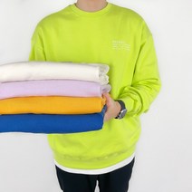 남자 형광색 파란색 라임색 코발트블루 파스텔톤 어깨넓어보이는 목안늘어나는 기모없는 맨투맨