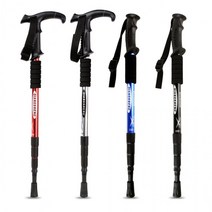H 익스트림 4단 등산스틱/T자형 일지형 초경량 등산스틱 등산지팡이 휴대용 접이식 스트랩지팡이, 등산스틱 T자형 블랙