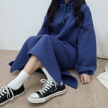 [간절기 기모]벌룬후드롱원피스