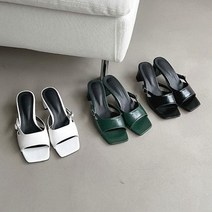 여성 버클장식 사각코 슬리퍼 여름 데일리슈즈