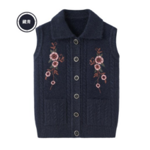 여자베스트조끼 중년노년여성 조끼 봄가을옷 할머니옷 자수 노인 겨울옷 턴오버카라 할머니