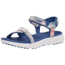 Skechers 여성 600 스파이크리스 골프 샌들 내추럴/멀티 3524489122, 9, Blue/Multi Snake Print