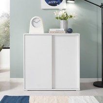 [데코라인] 슬라이딩도어 800 수납장, 색상:화이트멀바우