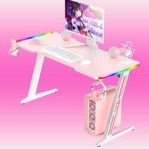아우스 위너렉스 올인원 LED 카본 게이밍데스크 게이밍책상 컴퓨터테이블 학생책상 사무용책상 1인용 2인용 컴퓨터책상 RGB데스크 컵홀더+헤드셋거치대 포함, RGB형-핑크