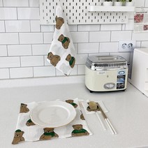 루쓰리빙 거즈행주 키친크로스 티코스터 요루행주 제로웨이스트 핸드타올 곰돌이, 거즈행주 곰돌이