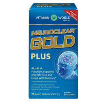 미국직구 비타민 월드 뉴로클리어 골드 플러스 90 소프트젤 포스파티딜세린 DHA 은행 빌로바 스피릿 컨센트레이트을 패스트 릴리즈 글루텐 프리, 상세참조