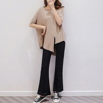 나팔 면팬츠 여자나팔바지 바지 레깅스 여성 세미 절개 부츠컷 발목 슬랙스 밴딩