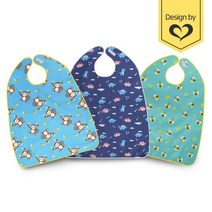 더해피 찍찍이형 위생방수실버앞치마 요양병원 방수앞치마 실버용품 노인 식사용 방수 L 대형 성인 턱받이, 쿠H 성인턱받이(찍찍이형)_꿀벌-핑크