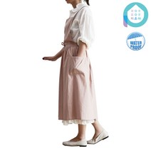 POH 프로방스 레귤러&빅사이즈&방수 프릴 원피스 포켓 린넨 코튼 앞치마/ 어린이 리틀 프로방스 유치원 요리 미술 앞치마, (Large)폰토 티쓰리핑크