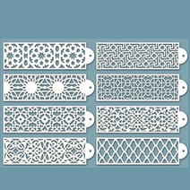 스텐실도안 8 개대 diy 드로잉 금형 케이크 잎 모양 패턴 장식 레이스 케이크 보더 템플릿 과자 도구 빵집, 하얀
