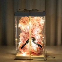 나루플랜트 플라워베어 장미곰돌이 조화 로즈베어 여자친구 선물, 핑크