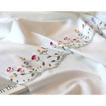 혜인천 대폭 20수 광목워싱 민들레줄꽃 자수원단 패치 커텐 바란스원단 2컬러, 백아이보리색