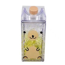 유리 우유팩 1000ml 대용량 투명 플라스틱 물병 우유 휴대용, 곰돌이
