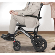 [휴대간편휠체어] 독일 노인 간편 휠체어 초경량 접이식 휴대용 어르신, 1화이트알루미늄합금특별가격+8인치뒷바퀴