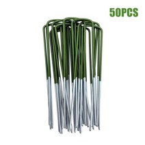 범용 인조 잔디 U 자형 핀 절반 녹색 아연 도금 원예 액세서리 고정 삽입, 50pcs, CHINA, 03 50pcs