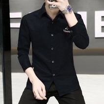 남자가을셔츠 이니셜 자수남방 남성 긴 소매 슬림코트 캐쥬얼 커플 트렌드 와이셔츠 2900007190