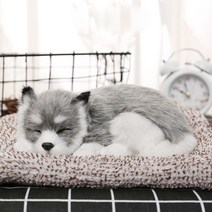 진짜같은 잠자는 강아지 고양이 인형, 허스키, 1개