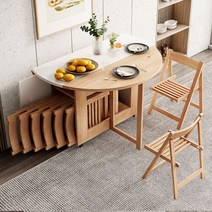 원목 접이식 식탁 미니멀리스트 다용도 테이블, 1.2m 식탁  의자 6개그레이오크 6인용