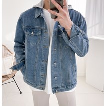 오버핏 후드 탈부착 워싱 데님 청 자켓(2color)