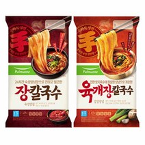 풀무원 얼큰칼국수2종[장칼국수+육개장칼국수] (총 2봉 1봉당 2인분) 얼큰한국물 쫄깃함 진한국물 존맛탱 한끼대용, 7개