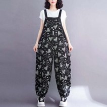 점프슈트 여자 점프수트 반티 멜빵바지년 여름 느슨 슬림높은 수준의 노화 감소 원 턱받이 바지 대형 커버 배꼽 숨겨진 고기