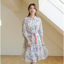 [이헌영 리본 묶음 벨트 여성스럽고 화사한 플라워 패턴 플레어원피스
