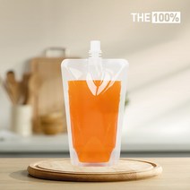 THE100% 스파우트 파우치 투명 음료파우치 쥬스팩 음료팩 300ml 9파이 50매