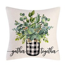 라탄쇼파 라탄테이블세트 라탄의자 야외테이블세트 나뭇잎 체크 트럭 인쇄 쿠션 커버 거실 소파 장식 던져 베개, 45x45cm+5