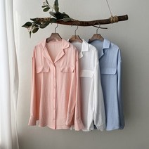 빅사이즈 오버핏 더블카라 레이온 블라우스셔츠 BN