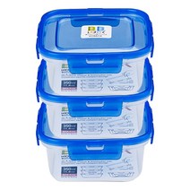 코멕스 BBLOCK 정사각 밀폐용기 블루 350ml X 3개