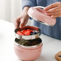 사과 일본 일식 일체형 보온 수능도시락통 고급도시락용기 남편 직장인 피크닉, 노르딕 그린(작은 사이즈) 수저 보온백