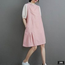가바바 여성 원피스 린넨 소녀 느낌 스트라이프 패턴 소매 프릴 미니원피스 G49693