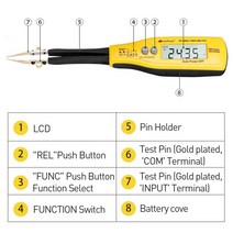 TDS측정기 990C 디지털 SMD 테스터 다이오드 정전용량 저항 핀셋 용 정전용량 측정기 예비 테스트 핀이 있는 배터리 테스터