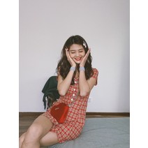 레드체크원피스 달걀 고양이를 낳다 여름 프랑스 보이핏 볼륨 체크무늬 슬림핏 프렌치 클래식 셋업 2283512502