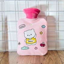 에이와이 곰돌이 보온 커버 세트 물난로 캠핑 온수주머니, 핑크-1000ml