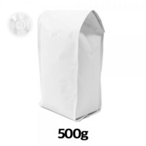 두꺼운 무광 백색 커피봉투 500g M자봉투 50매 아로마밸브 부착형