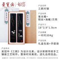 서예 문진 도시 사용자 정의 단단한 나무 상감 구리 철사 프랑스 회화 프레스, 산지 타운의 한 켤레