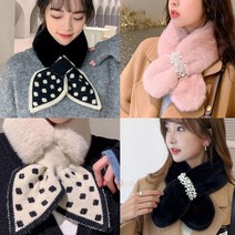 목이 따뜻한 풍성한 에코퍼 밍크목도리 페이크퍼 니트 머플러 숏 쁘띠
