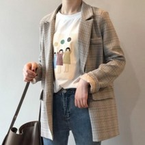 RCS835667체크 패턴 자켓 루즈핏 마이 블레이져 여성 자켓 YS-0317