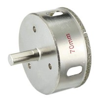 유리를위한 70mm 직경 다이아몬드 입자 코팅 팁 구멍 톱 드릴 비트, 하나, 실버 톤