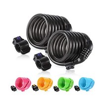 ETRONIC 전자 자전거 잠금 M6 케이블 6피트 길이 코일 리셋 테이블 콤보 장착 브래킷이 있는, Black, Set of 2