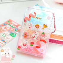 1+1 DIY 가방 반짝이 글리터 키링 만들기 세트 핸드폰 키홀더 열쇠 고리 아크릴 인형 메이커 스티커 파우치, W39009F(투명글리터세트