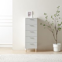 선경가구 르비아 5단400 틈새서랍장, 오크+그레이