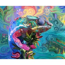 숫자 성인용 CAYUDEN 페인트 40 x 50 cm 아크릴 페인트 성인용 숫자로 카멜레온 페인트 초보자용 어린이, 01 카멜레온