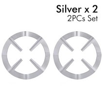 오븐렉 전자레인지 선반 스메그 우녹스 지에라 우드랙 수납형 12pcs 가스 스토브 밥솥 플레이트 스토브 감속기 링 홀더 모카 냄비 스탠드 미끄럼 방지 철 커피 냄비 스탠드 가스, 실버 2개