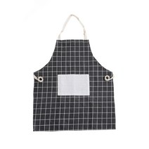 기하학 노란색 검은 격자 무늬 코튼 린넨 앞치마 여성 성인 Bibs 홈 요리 킹 청소 앞치마 주방 액세서리 46096, 2WQ-46096-4