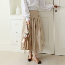 코지 여자 메이플 매력적인 핀턱주름 플레어 롱원피스